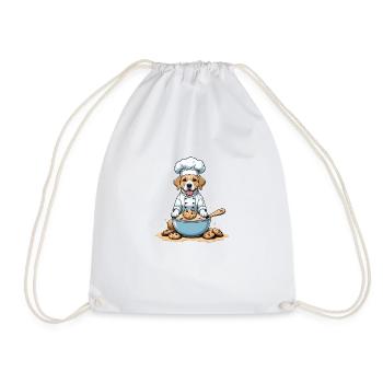 Dog Chef Dog Friends Gift Cookie Cookies - Drawstring Bag - white - Front