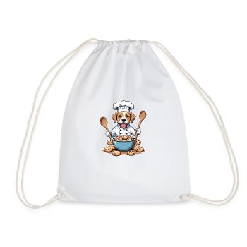 Dog Chef Dog Friends Gift Cookie Cookies - Drawstring Bag - white - Front