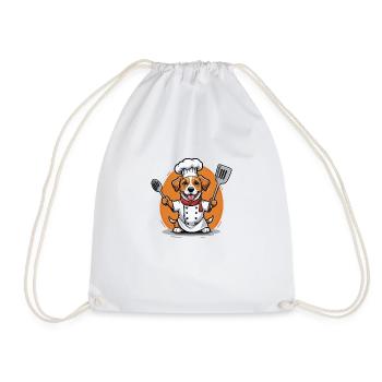 Dog Chef Dog Friends Gift Cooking BBQ - Drawstring Bag - white - Front