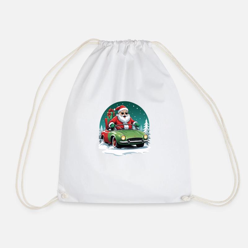 Weihnachtsmann Xmas Geschenke Weihnachten Auto - Turnbeutel - Weiß