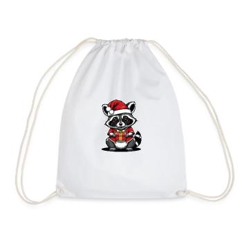Cadeau de Noël du Père Noël raton laveur - Sac de sport léger - blanc - Devant