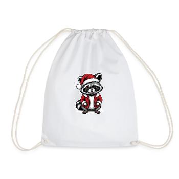 Cadeau de Noël du Père Noël raton laveur - Sac de sport léger - blanc - Devant