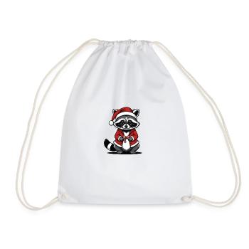 Cadeau de Noël du Père Noël raton laveur - Sac de sport léger - blanc - Devant