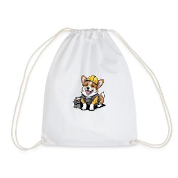 Dog Construction Worker Dog Dog Love Gift - Drawstring Bag - white - Front