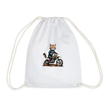 Cat Motocross Bike Geschenk Supermoto Motorrad - Turnbeutel - Weiß - Vorne