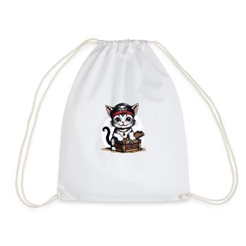 Pirate Chat Drôle Enfants Chemise Cadeau Pirate - Sac de sport léger - blanc - Devant