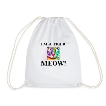 Tiger Katze lustig Geschenkidee I'm a tiger meow - Turnbeutel - Weiß - Vorne