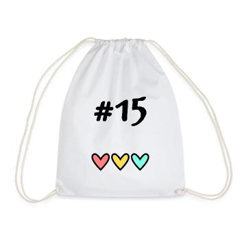 15. 15 YEARS. 15th ANNIVERSARY. BIRTHDAY 15 YEARS. - Drawstring Bag - white - Front