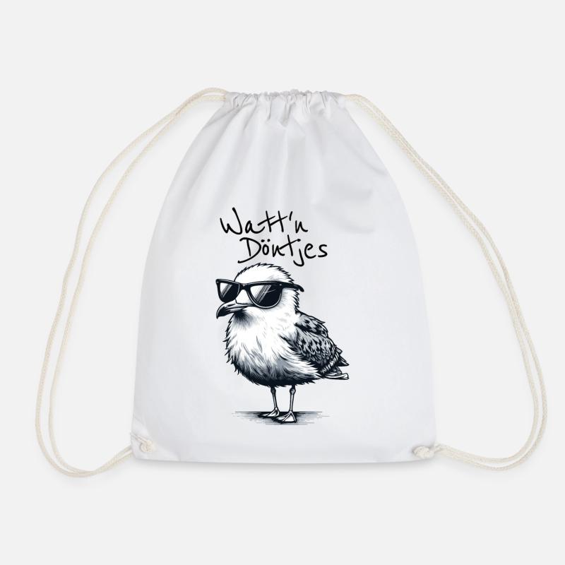 Watt'n Döntjes Coole Möwe plattdeutsch Spruch - Turnbeutel - Weiß