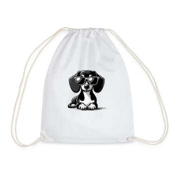 Cute dog with sunglasses - Drawstring Bag - white - Front
