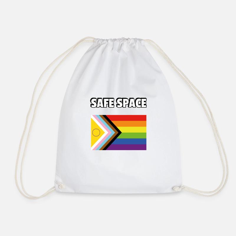 SAFE SPACE Drapeau de progrès de la fierté inclusive - Sac de sport léger - blanc