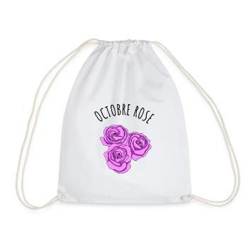 Pink October Roses - Drawstring Bag - white - Front