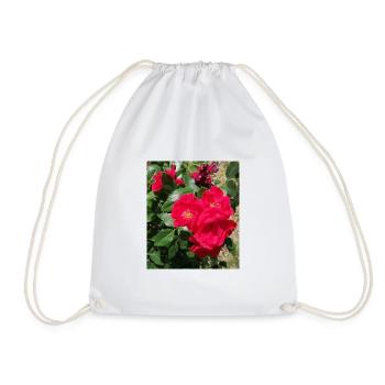 roses rouge avec ses feuilles - Sac de sport léger - blanc - Devant
