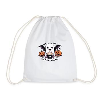 Ghost Ghost Halloween Pumpkin Bat Funny - Drawstring Bag - white - Front