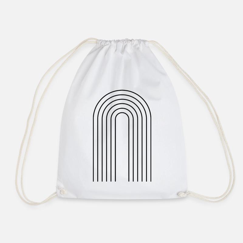 Minimalist line composition in black - Drawstring Bag - white