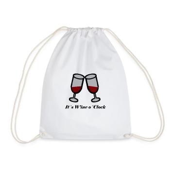 Wein Geschenk Geschenkidee Weißwein Weinzeit Time - Turnbeutel - Weiß - Vorne