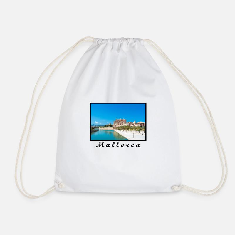 Mallorca Design - Drawstring Bag - white
