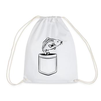 My carp in my pocket - breast pocket - Drawstring Bag - white - Front