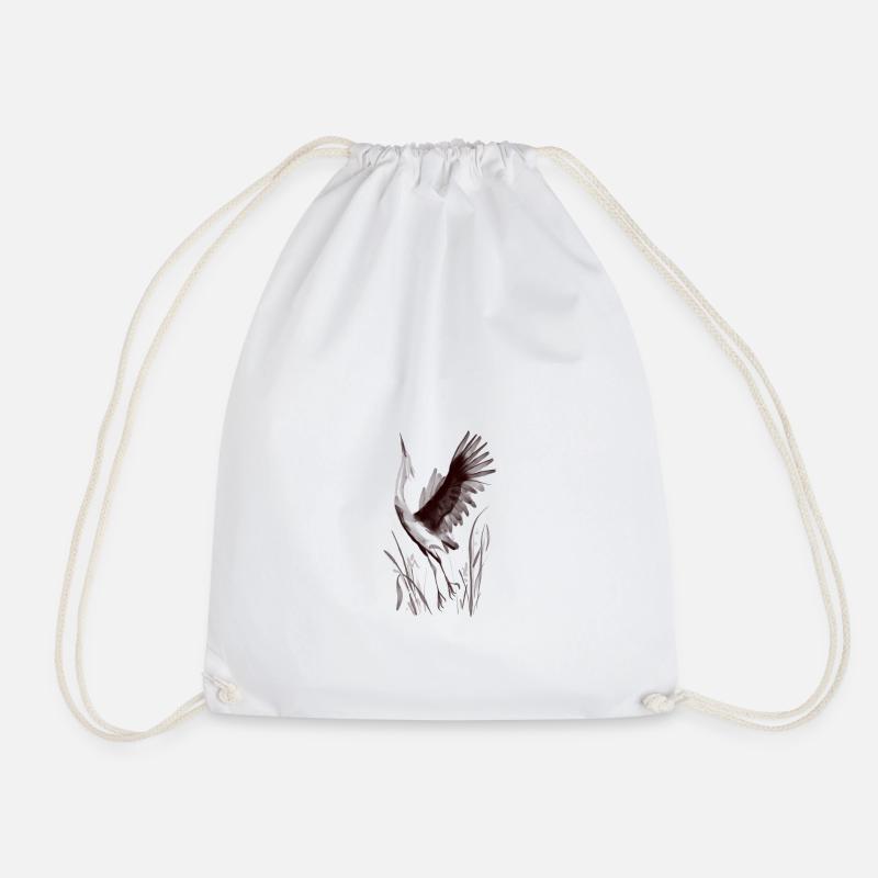 crane - Drawstring Bag - white