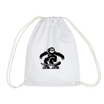 Sloth Skateboard Silhouette Minimalist - Drawstring Bag - white - Front