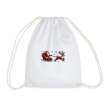 Santa Claus with sleigh and reindeer - Drawstring Bag - white - Front