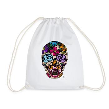 Tête de mort mexicaine couleur - Sac de sport léger - blanc - Devant