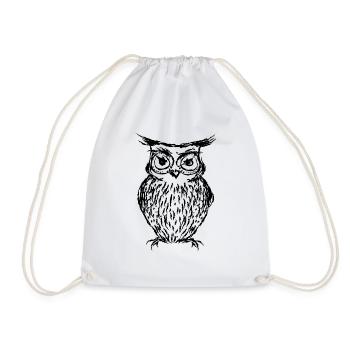 Hibou noir - Sac de sport léger - blanc - Devant