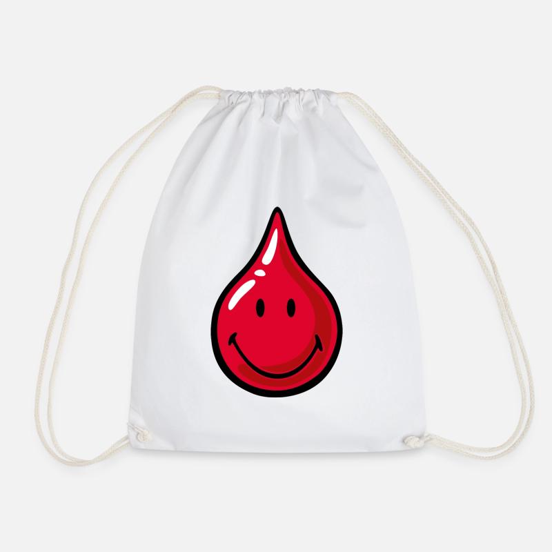 Smiley Blood Droplet - Drawstring Bag - white