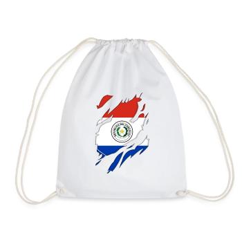 Paraguay flag torn motif - Drawstring Bag - white - Front