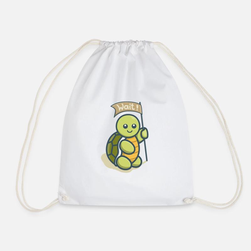 Funny Cute Turtle - Drawstring Bag - white