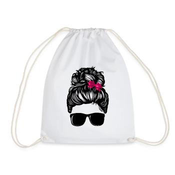 Girl Messy Bun with Bow - Turnbeutel - Weiß - Vorne