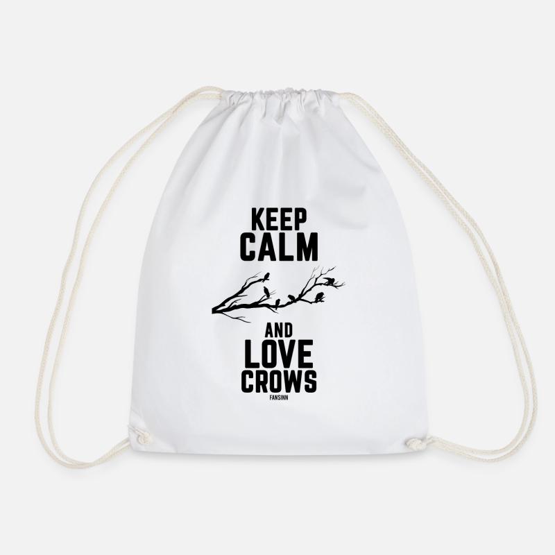 Raven Bird Crow Odin Gothic - Drawstring Bag - white