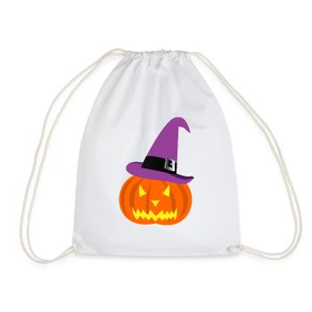 Halloween Kürbis und Hut - Turnbeutel - Weiß - Vorne