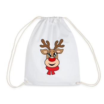 Rentier rote Nase Weihnachten Rudolph - Turnbeutel - Weiß - Vorne