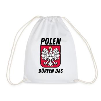 Polen dürfen das lustiger Spruch polnisch Spaß - Turnbeutel - Weiß - Vorne
