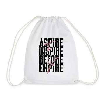 Aspire Before Expire black - Drawstring Bag - white - Front