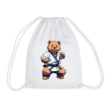 Karate Bear with Black Belt Karate Bär - Turnbeutel - Weiß - Vorne