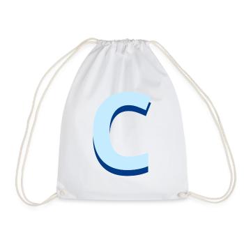 Letter c blue pop and modern - Drawstring Bag - white - Front