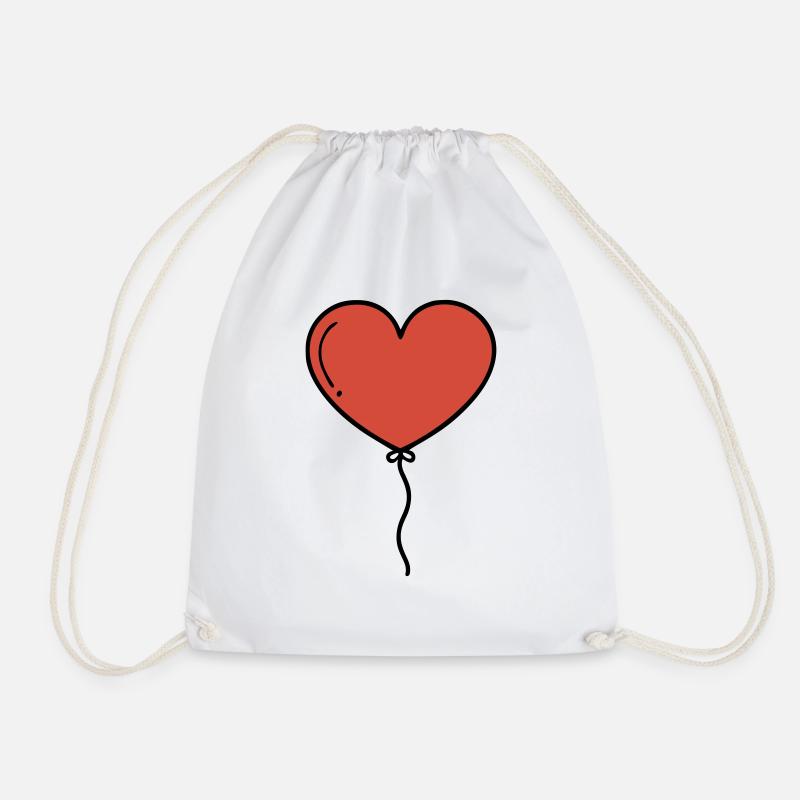 Heart Balloon Heart Balloon - Drawstring Bag - white