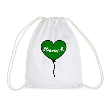 Steiermark Herz Luftballon - Turnbeutel - Weiß - Vorne