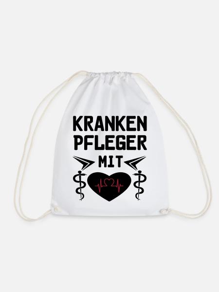 Krankenpfleger mit Herz Geschenk - Turnbeutel - Weiß