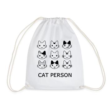 Katze Person - Turnbeutel - Weiß - Vorne