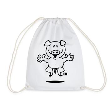 Pig - Drawstring Bag - white - Front