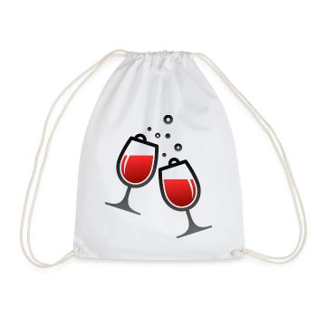 Deux verres de vin - Sac de sport léger - blanc - Devant
