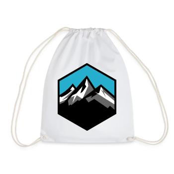 Mountain Logo Coat of Arms Hiking Trekking Mountain Symbol - Drawstring Bag - white - Front
