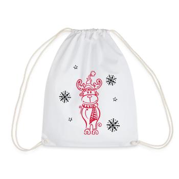 Elk, reindeer with snowflakes and stars - Drawstring Bag - white - Front