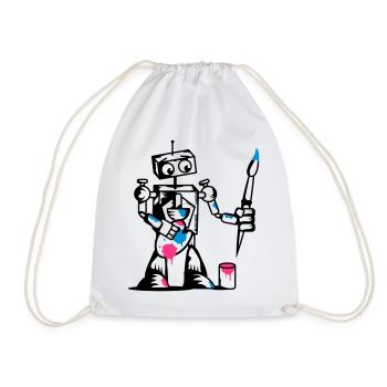 Un robot avec un pinceau - Sac de sport léger - blanc - Devant