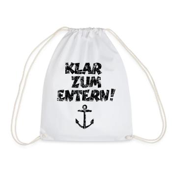 Klar zum Entern Segel Segeln (Vintage/Schwarz) - Turnbeutel - Weiß - Vorne