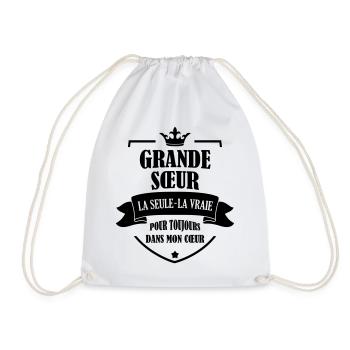 Grande Soeur Sœur Naissance Bébé Famille - Drawstring Bag - white - Front