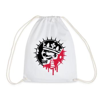 Skull with Crown Graffiti Patch - Drawstring Bag - white - Front
